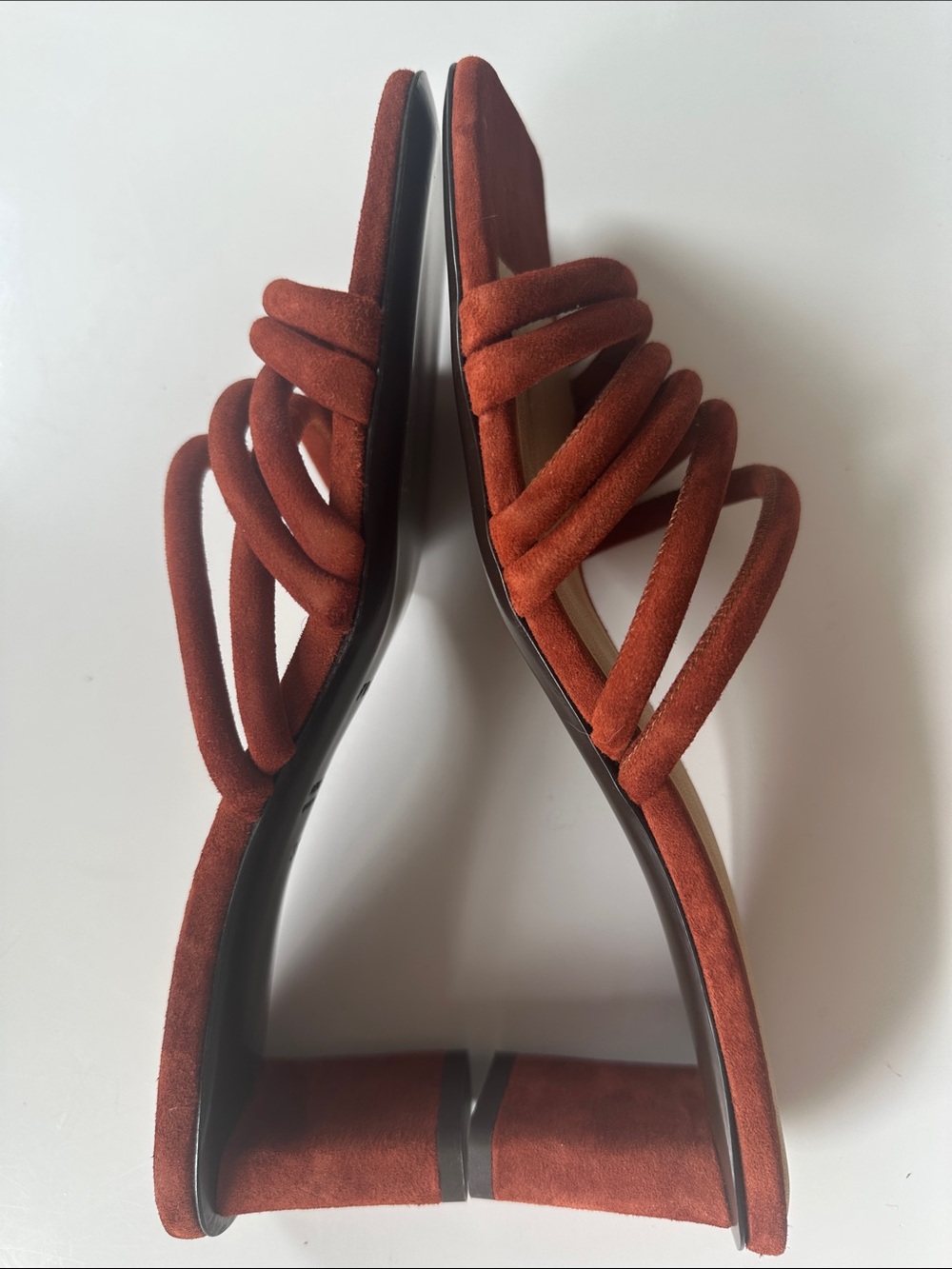 Frame Le Tonga Suede Leather Mules Strappy Sandal EU38.5 US8 Brown Shoes Morocco - Picture 9 of 16